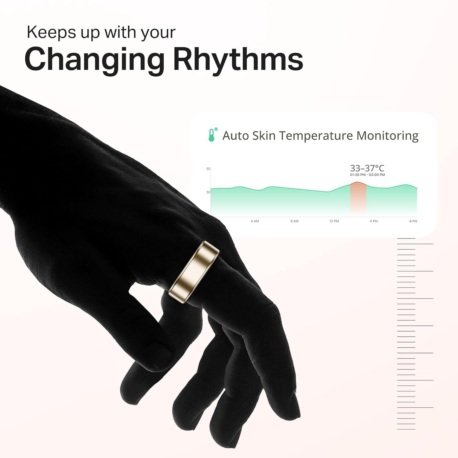 New Launch SmartRing Active Plus, Auto Heart Rate, Sleep, SpO2, Stress & Skin Temperature Monitor, Stainless-Steel Build, Lightweight, 30-Days Battery, Magnetic Charging Case(8, Rose Gold)