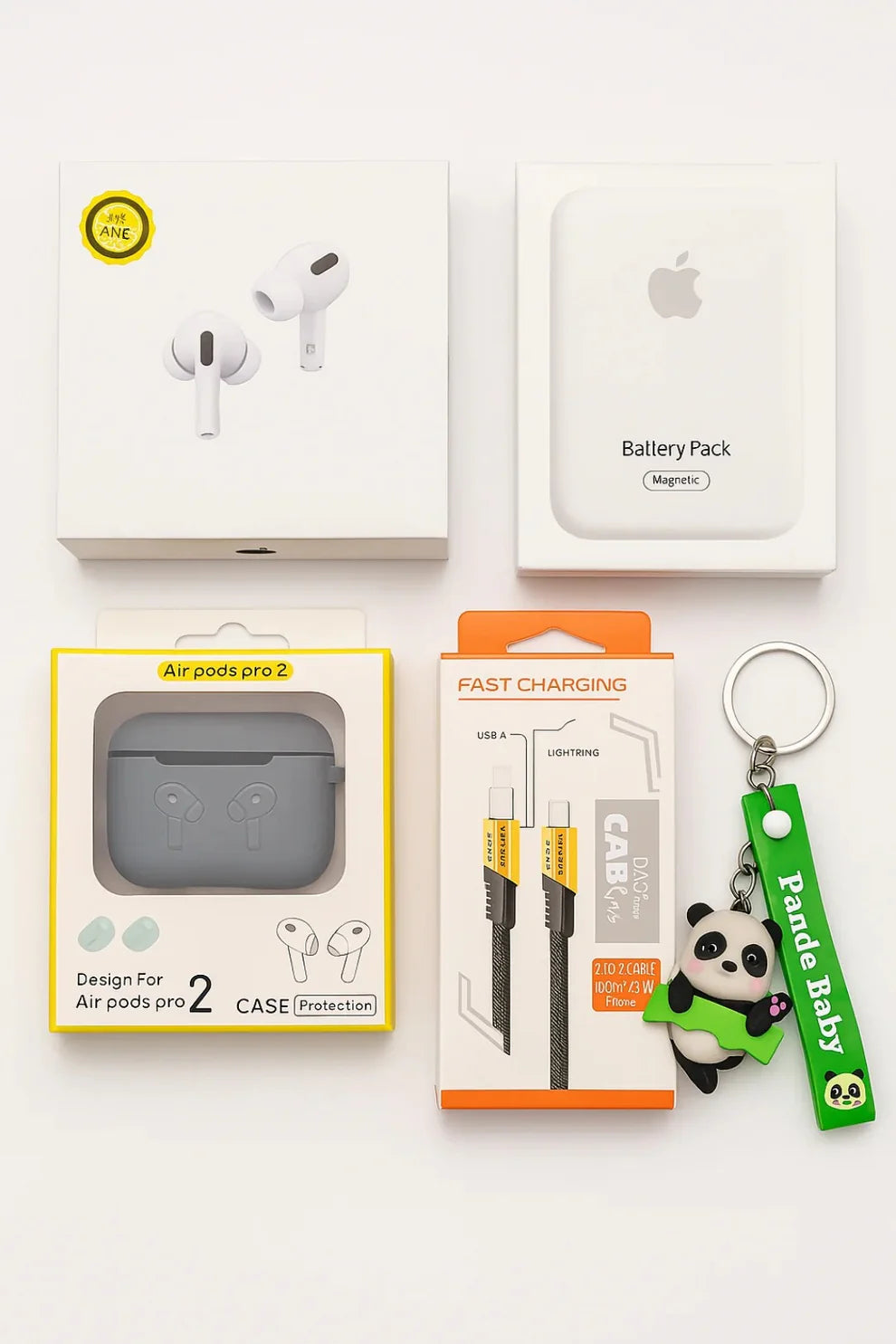 Ultimate 5-in-1 Tech Essentials Bundle – Includes Air Pro 2, MagSafe Power Bank, 4-in-1 Fast Charging Cable, Air Pro Silicone Case & Premium Keychain