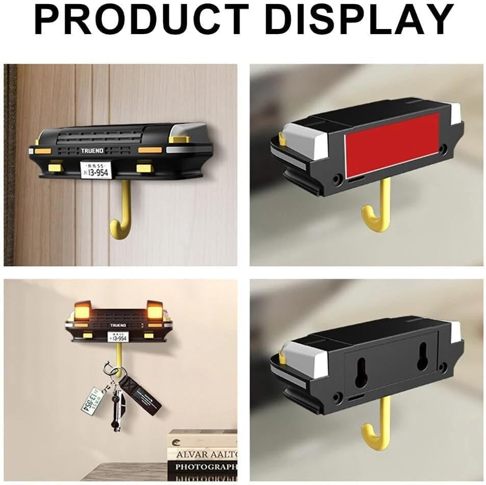 Wall-Mounted Key Rack with Light-Up Vintage Car Design – Stainless Steel Key Holder for Home & Office